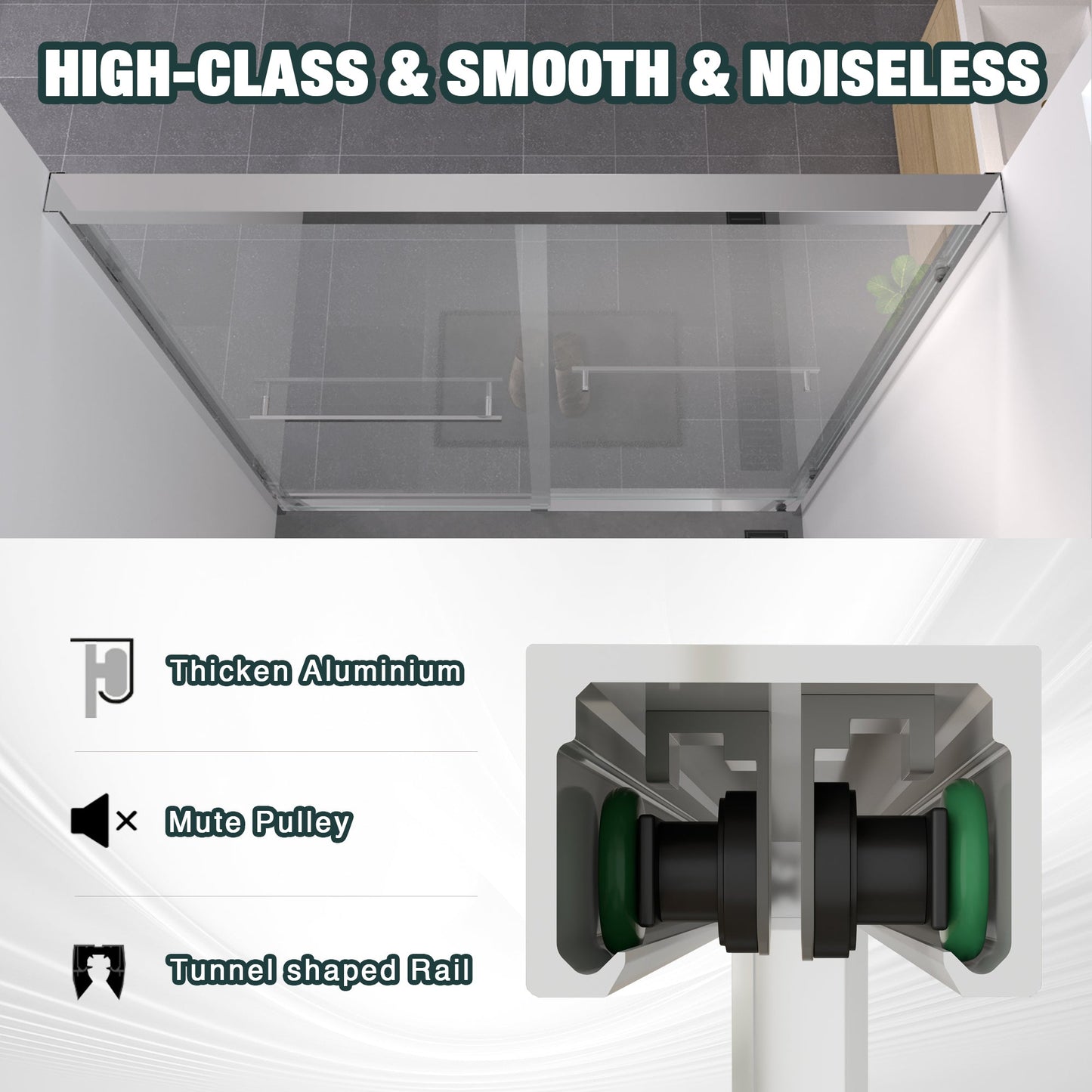 56-60"x74" Aluminum Frame Double Sliding Shower Door