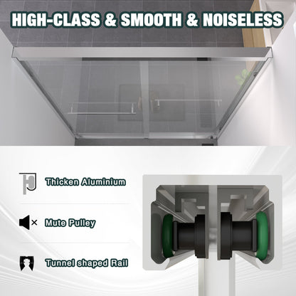 56-60"x74" Aluminum Frame Double Sliding Shower Door