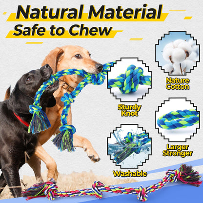Tough Dog Rope Toys For Aggressive Chewers, Tough Tug Of War Dog Toys For Large, Medium & Small Dogs
