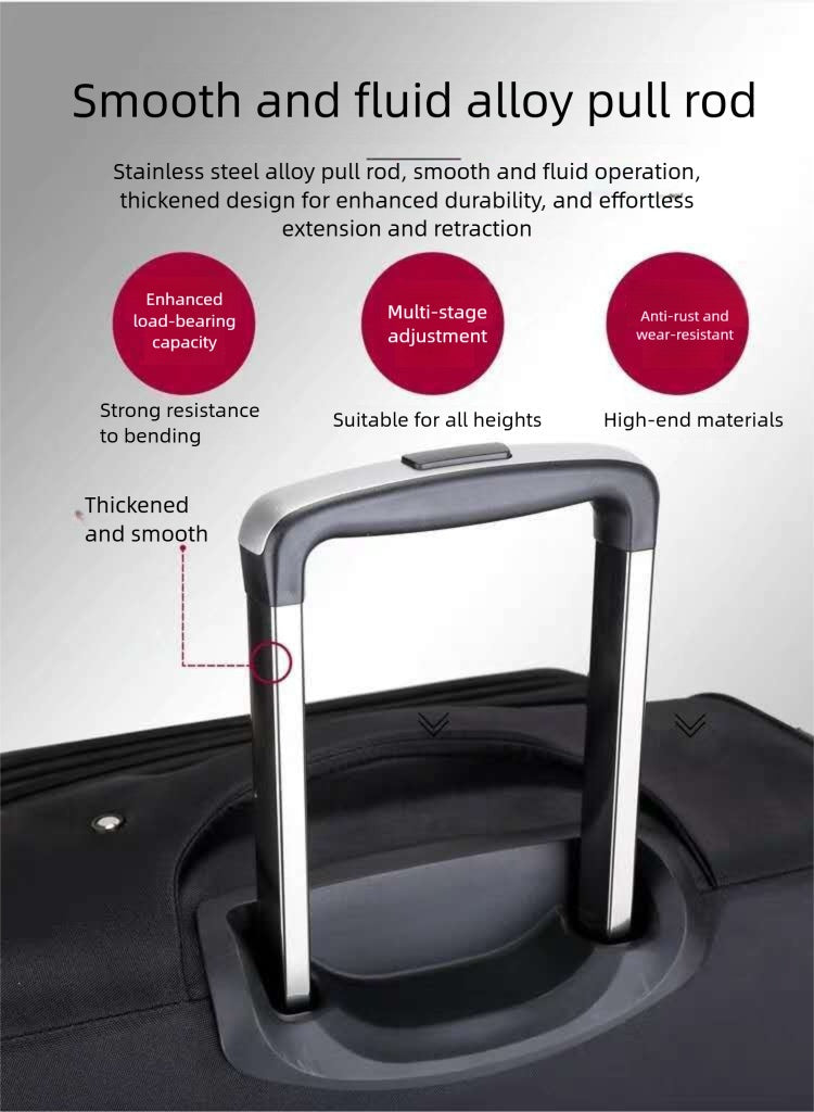 Waterproof Cross-border Black Oxford Cloth Suitcase, Durable 30 Inch Large Capacity, 20 Inch Boarding Case, Luggage Compartment