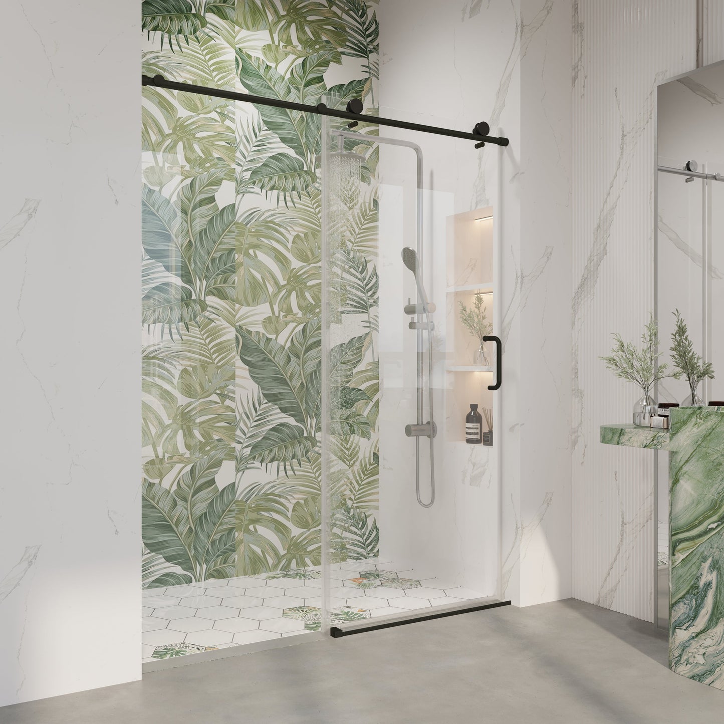 56" - 60" W x 76" H Single Sliding Frameless Shower Door