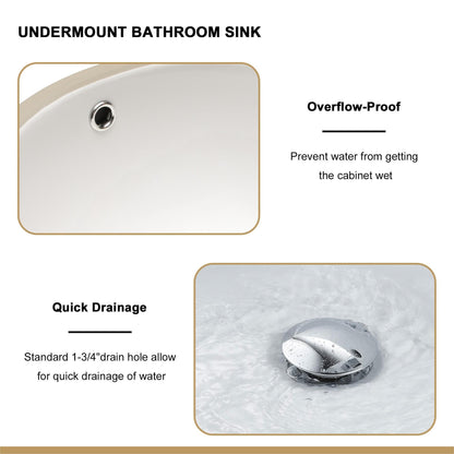 Elegant Ceramic Oval Undermount Bathroom Sink With Overflow