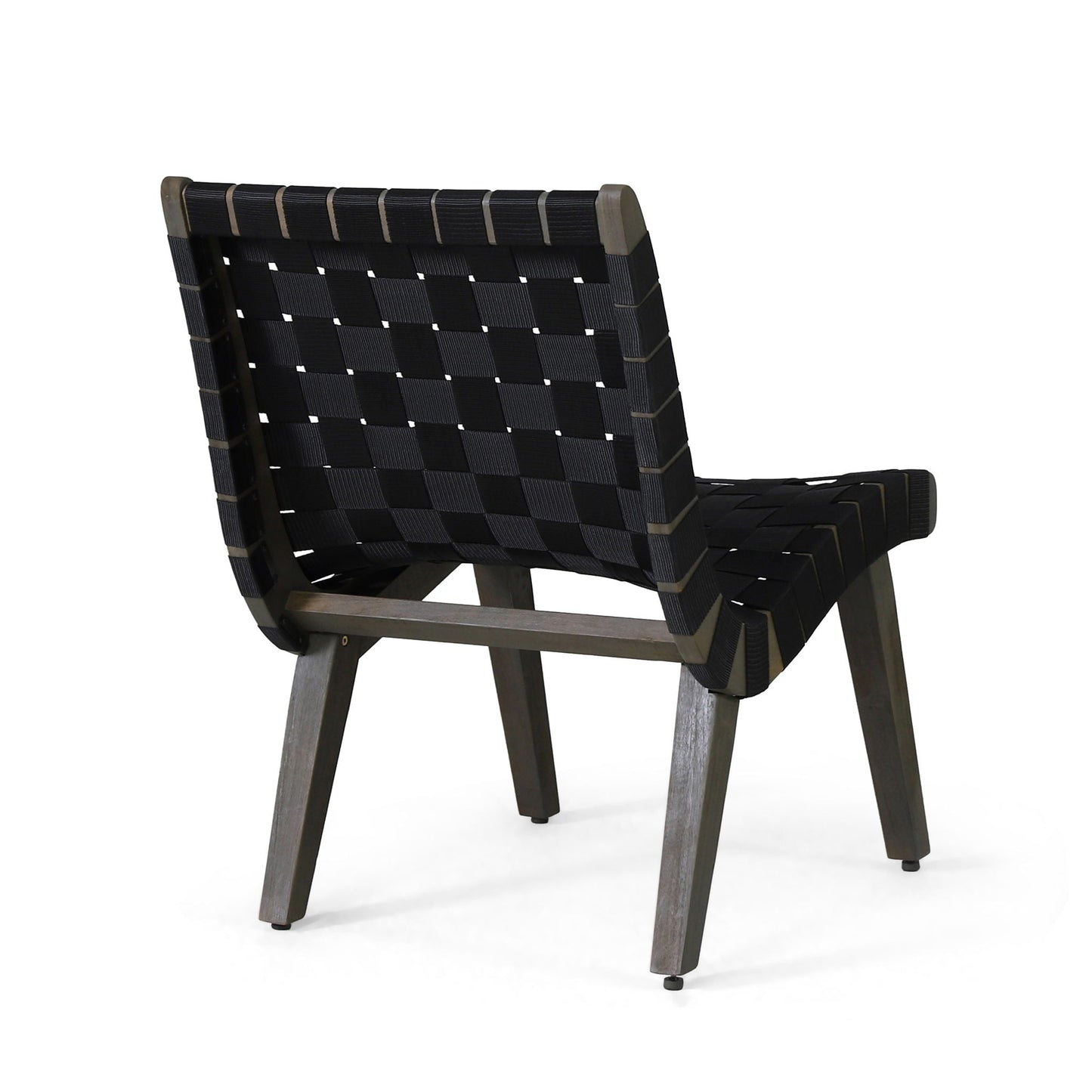 Lounge Chair With Stunning Rope Weave Design, Set of 2 - Black