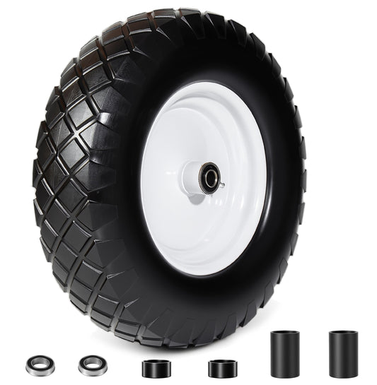 4.80/4.00-8 Flat-Free Solid Wheelbarrow Tire and Wheel, 16"