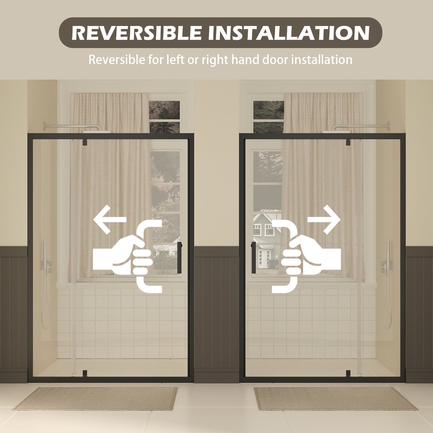 47-49" W × 72" H Pivot Shower Door with Clear Tempered Glass