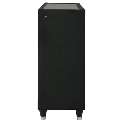 Ravenne 8-drawer Velvet Upholstered LED Dresser Cabinet Black
