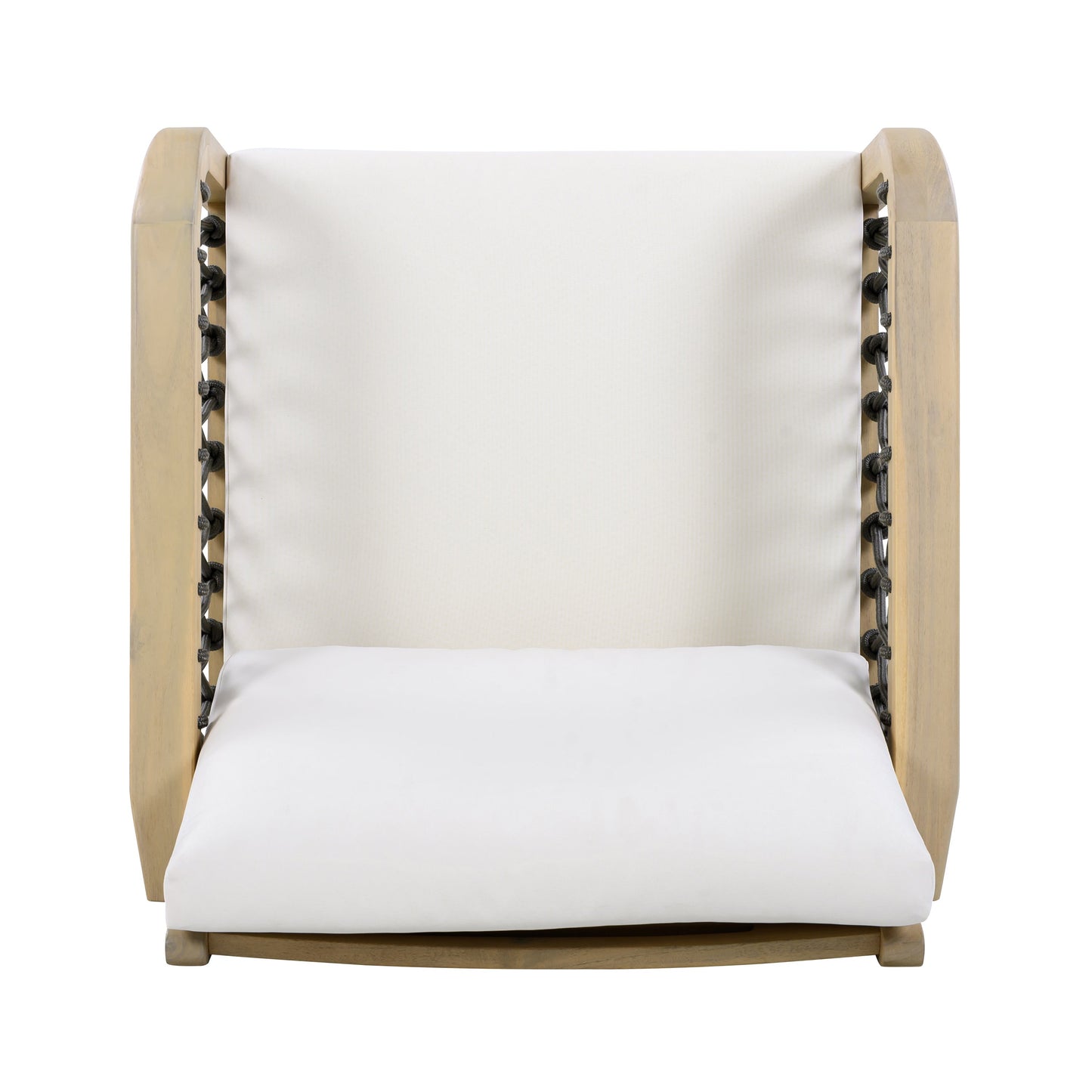 Outdoor Acacia Wood Club Chair with Handwoven Rope, Light Teak Finish