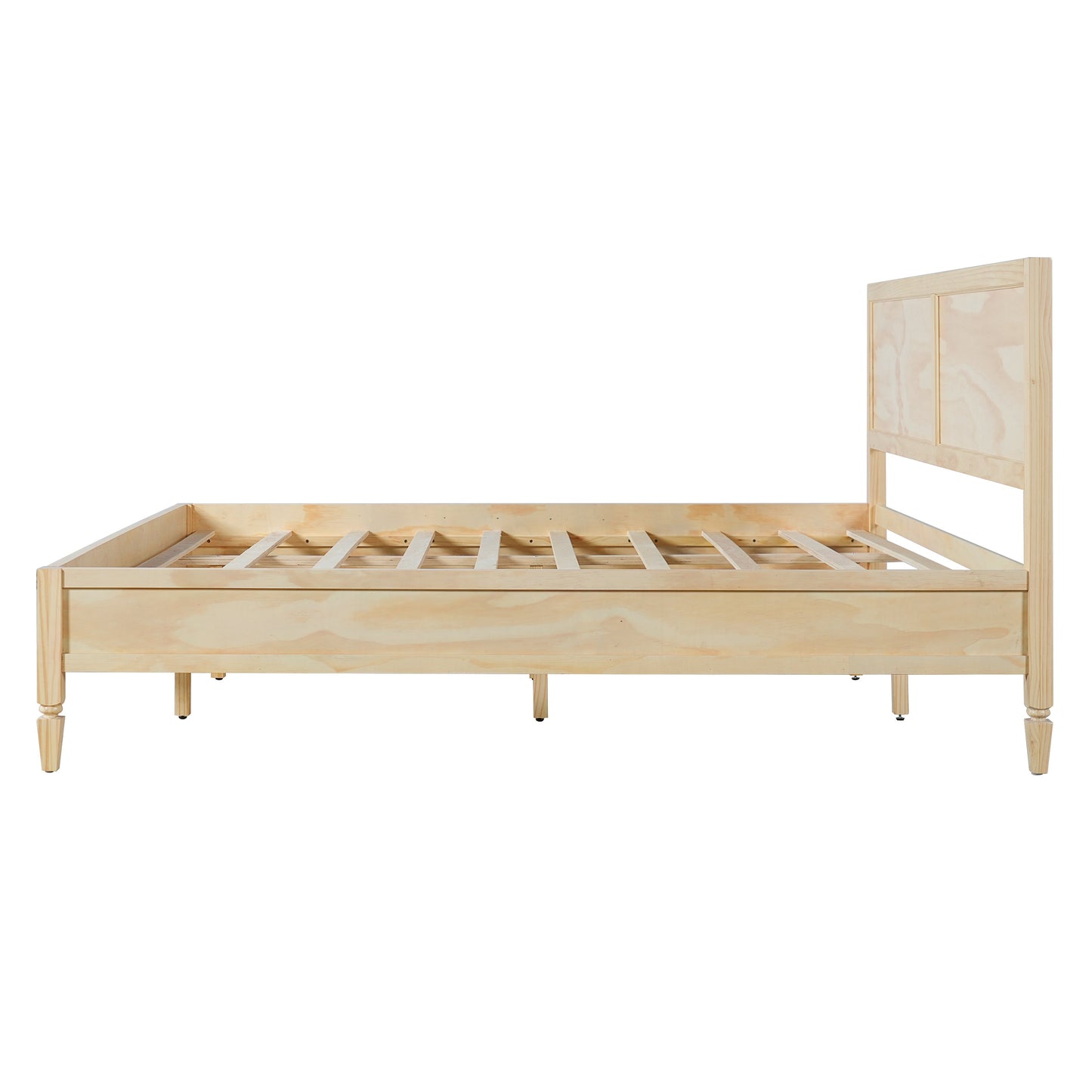 King Size Wood Platform Bed Frame with Classic Panel Headboard