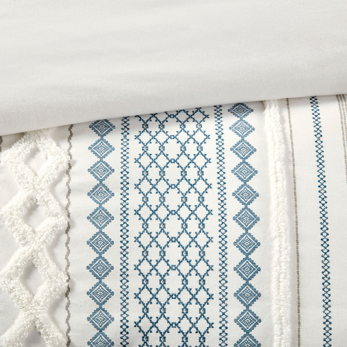 Full/Queen Cotton Printed Duvet Cover Set with Chenille