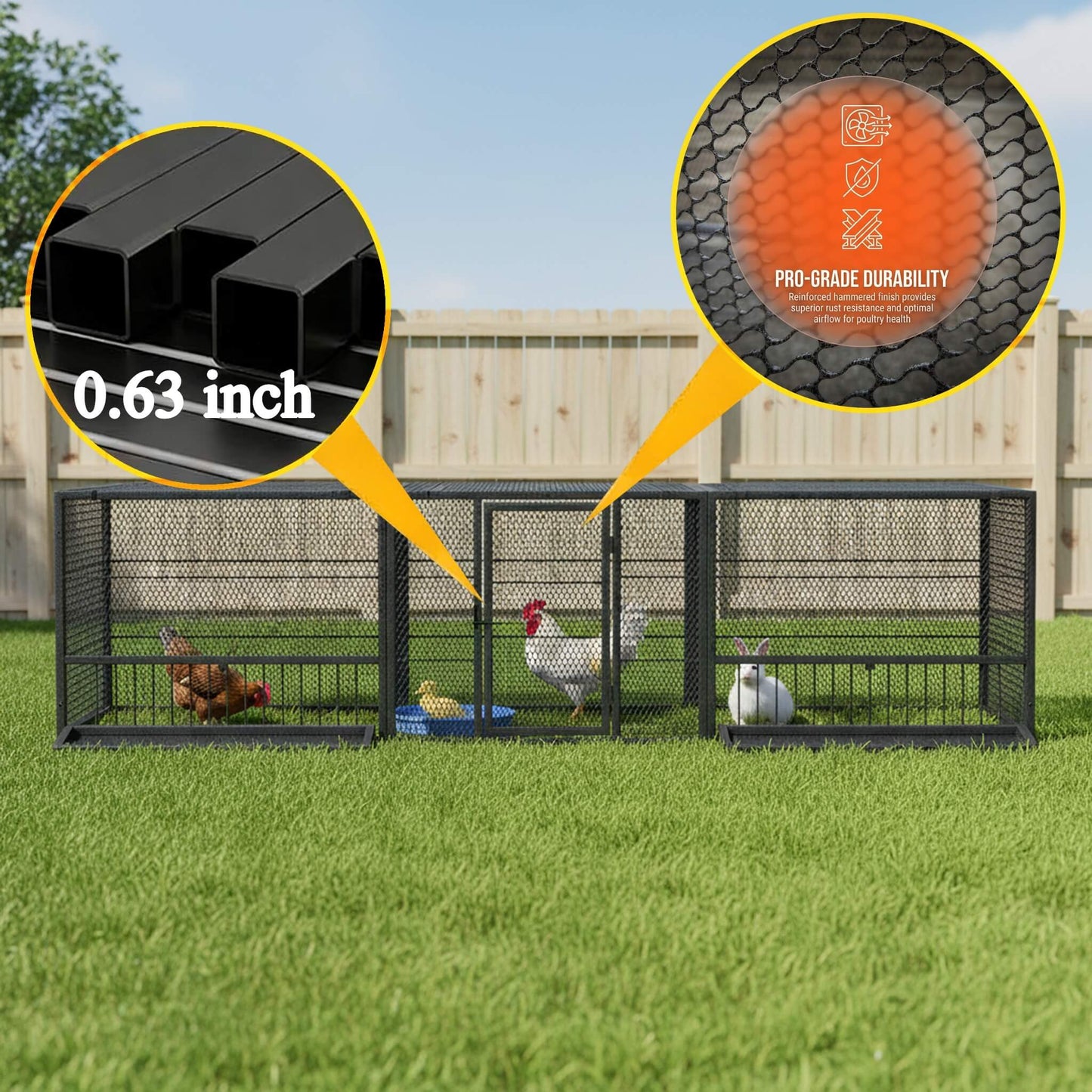 83-Inch Heavy-Duty Outdoor Metal Chicken Coop (SAK24679)