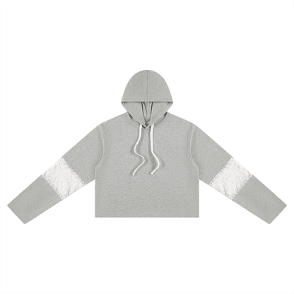 Loki & Ivy Women’s Cropped Lace-Panel Hoodie