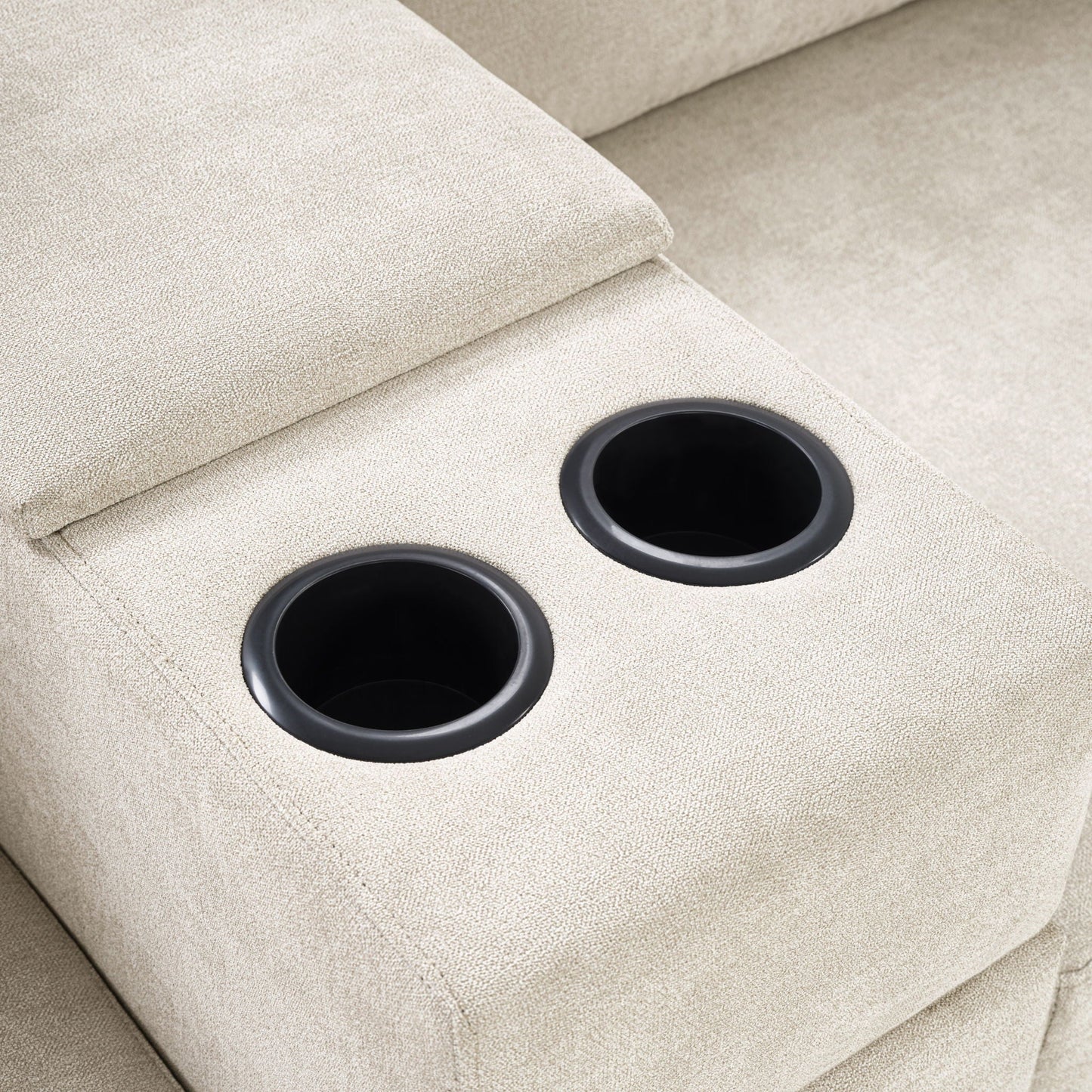 Modular 5 Seat U-Shape Sectional Sofa With Chaise Lounge, Built In Cup Holders And Storage Drawer