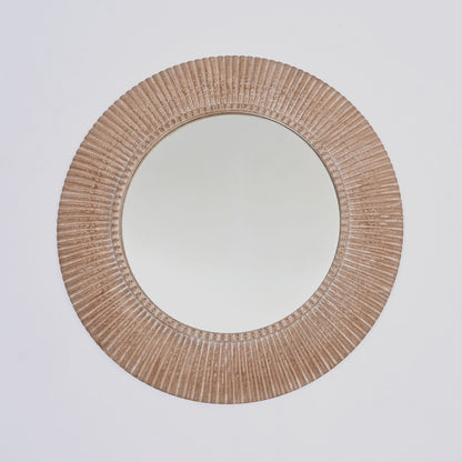 Handcarved Decorative Hanging Wall Mirror - Antique Brown / White