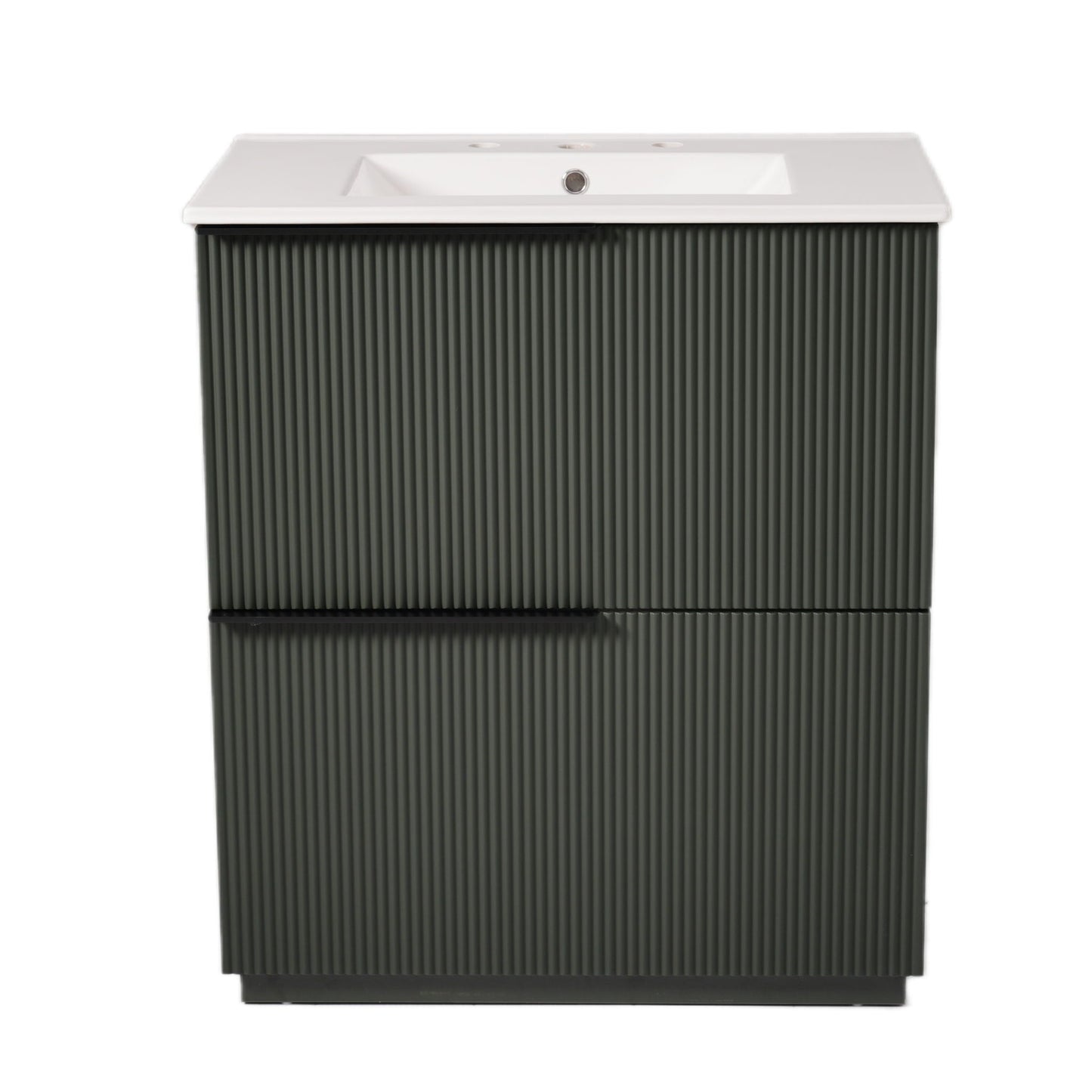 Fluted Bathroom Vanity With Ceramic Sink and Soft-Close Slides