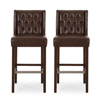Solstara Upholstered Dining Barstool with Button Tufted and Wing Back