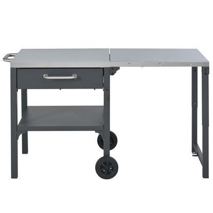 Foldable Outdoor Kitchen Cart With Storage For Patio
