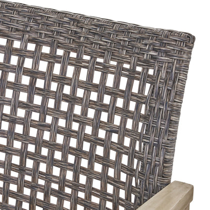 Hampton Outdoor Wood and Wicker Loveseat - Gray