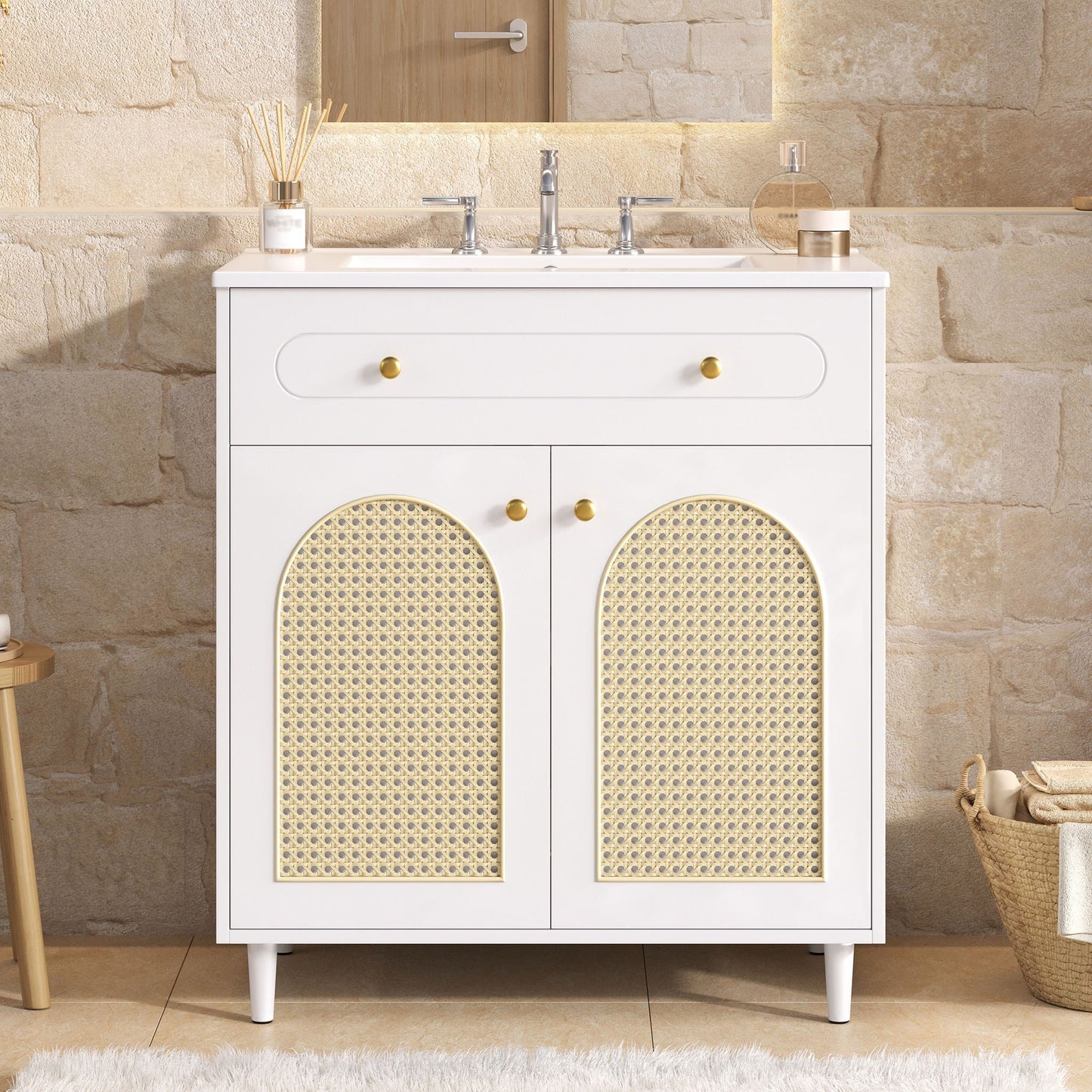 Modern Bathroom Vanity With Sink, Cabinet With Adjustable Shelf