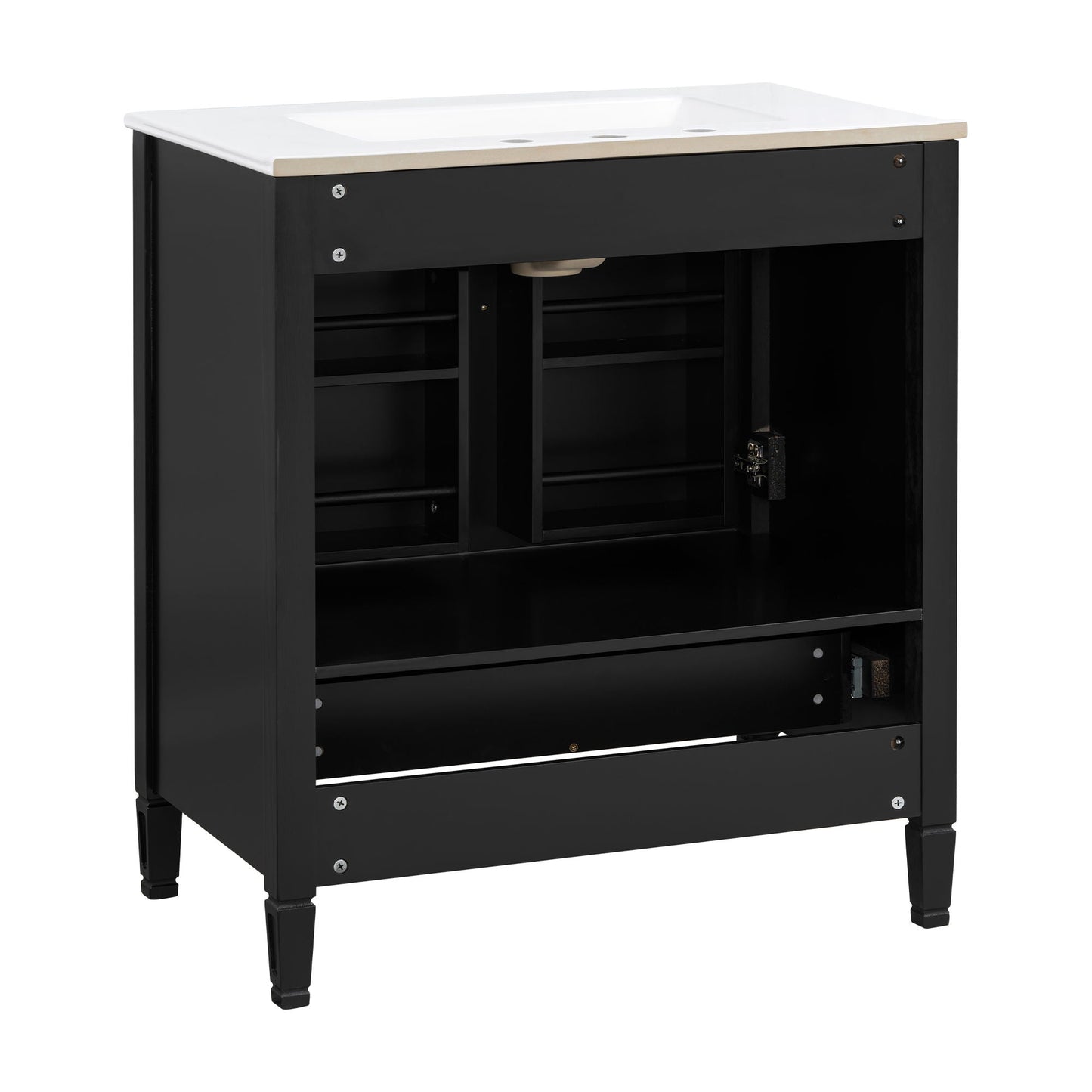 Elegant Fluted Bathroom Vanity With Sink, Soft Close Doors & Drawer