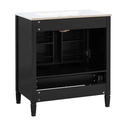 Elegant Fluted Bathroom Vanity With Sink, Soft Close Doors & Drawer
