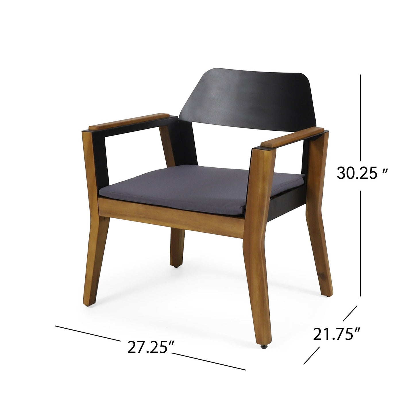 Soho Transitional Style Outdoor Club Chair (Set of 2) with Cushions - Teak