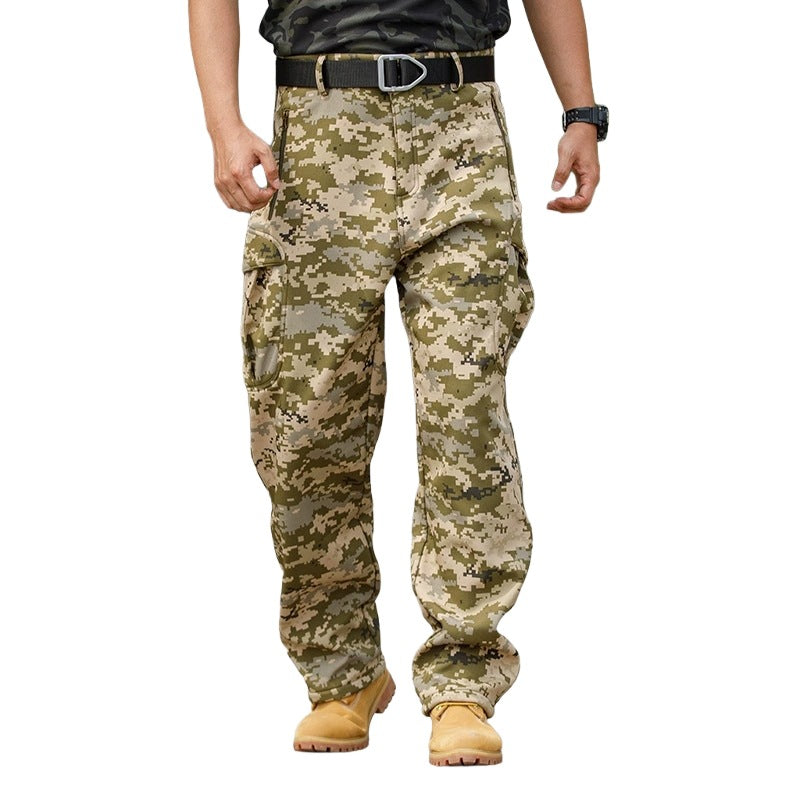 Outdoor Hiking Fleece-Lined Warm Casual Multi-Functional Waterproof And Wear-Resistant Workwear Tactical Pants