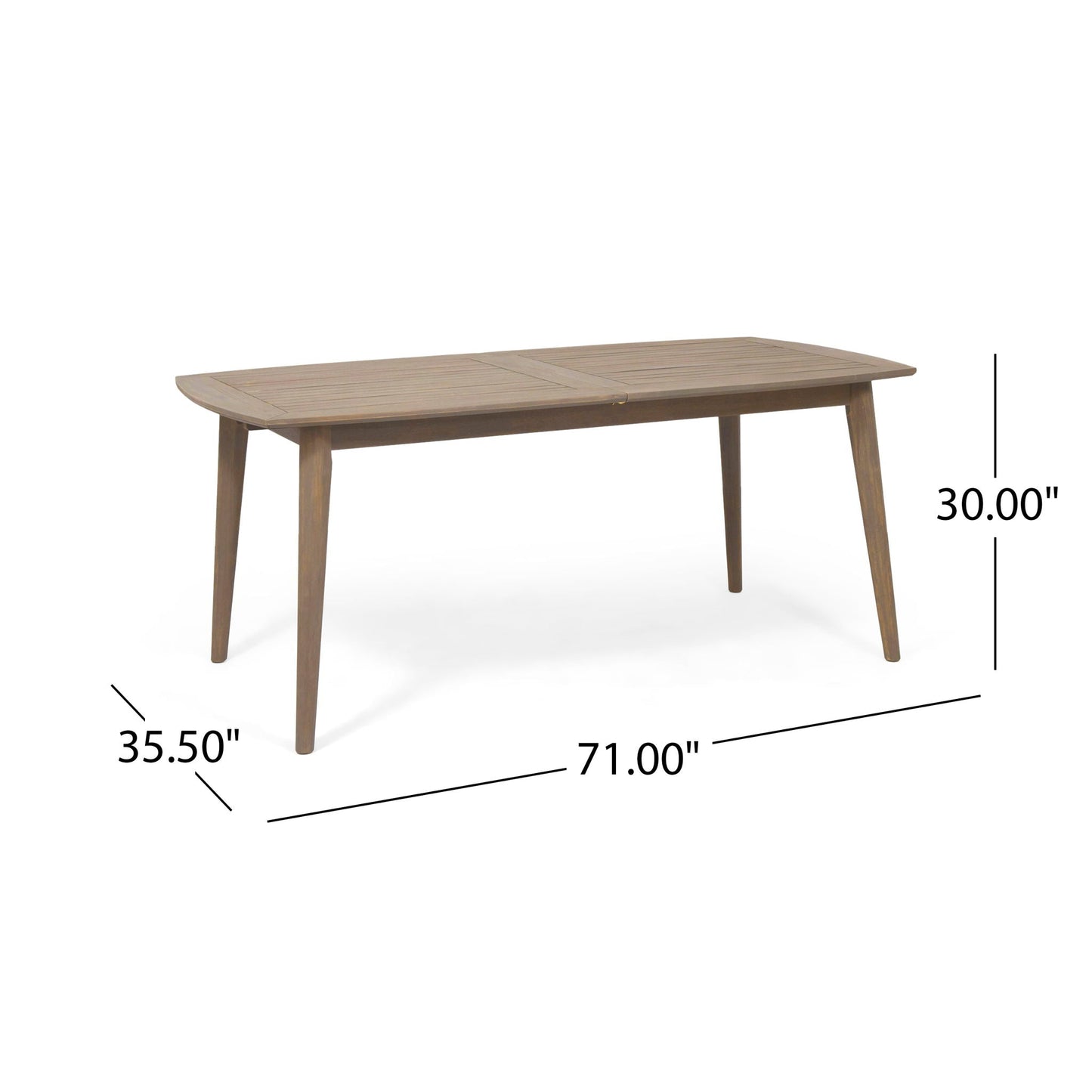 Placidity Outdoor Expandable Dining Table with Slatted Tabletop and Tapered Legs