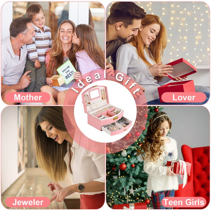 2-Layer Lockable Jewelry Box with Travel Handle