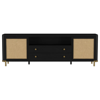 Arini Rattan Cane 2-door TV Stand Media Console Black