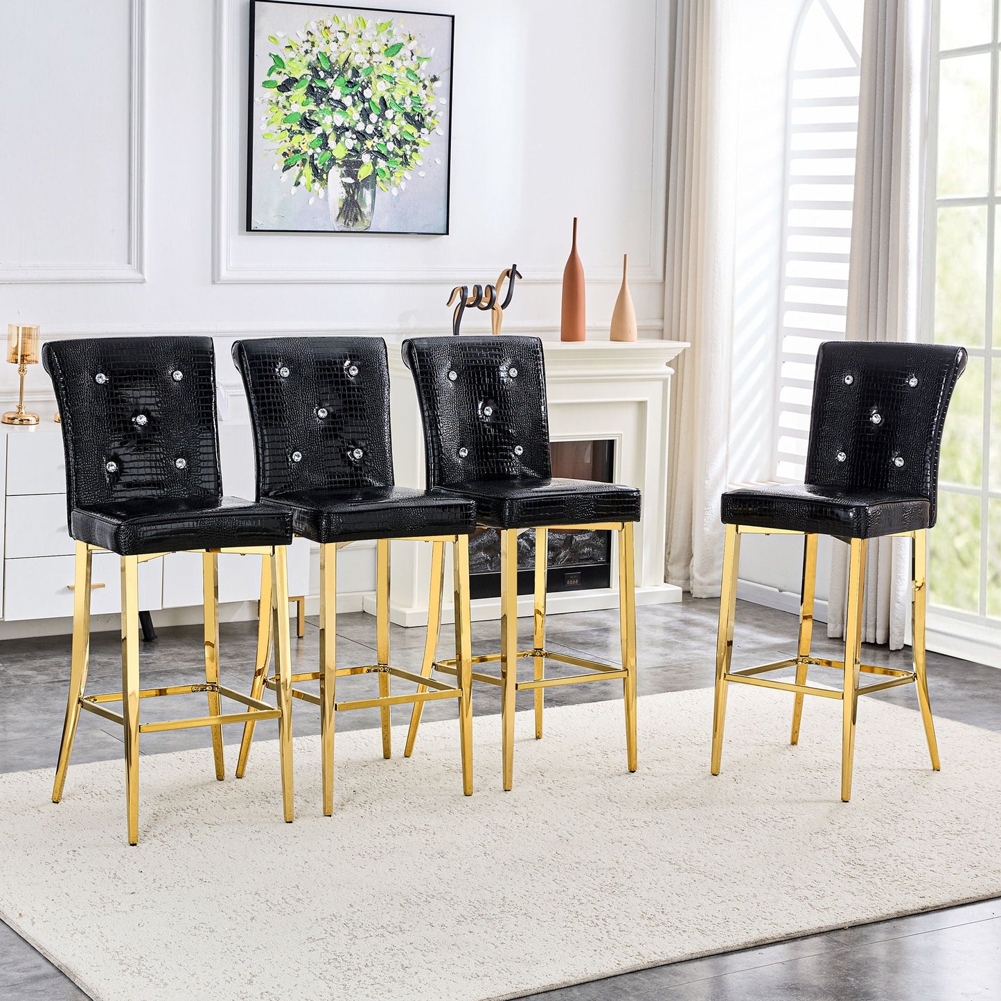 Bar Chairs With Crystal Clasp Design (Set of 2)