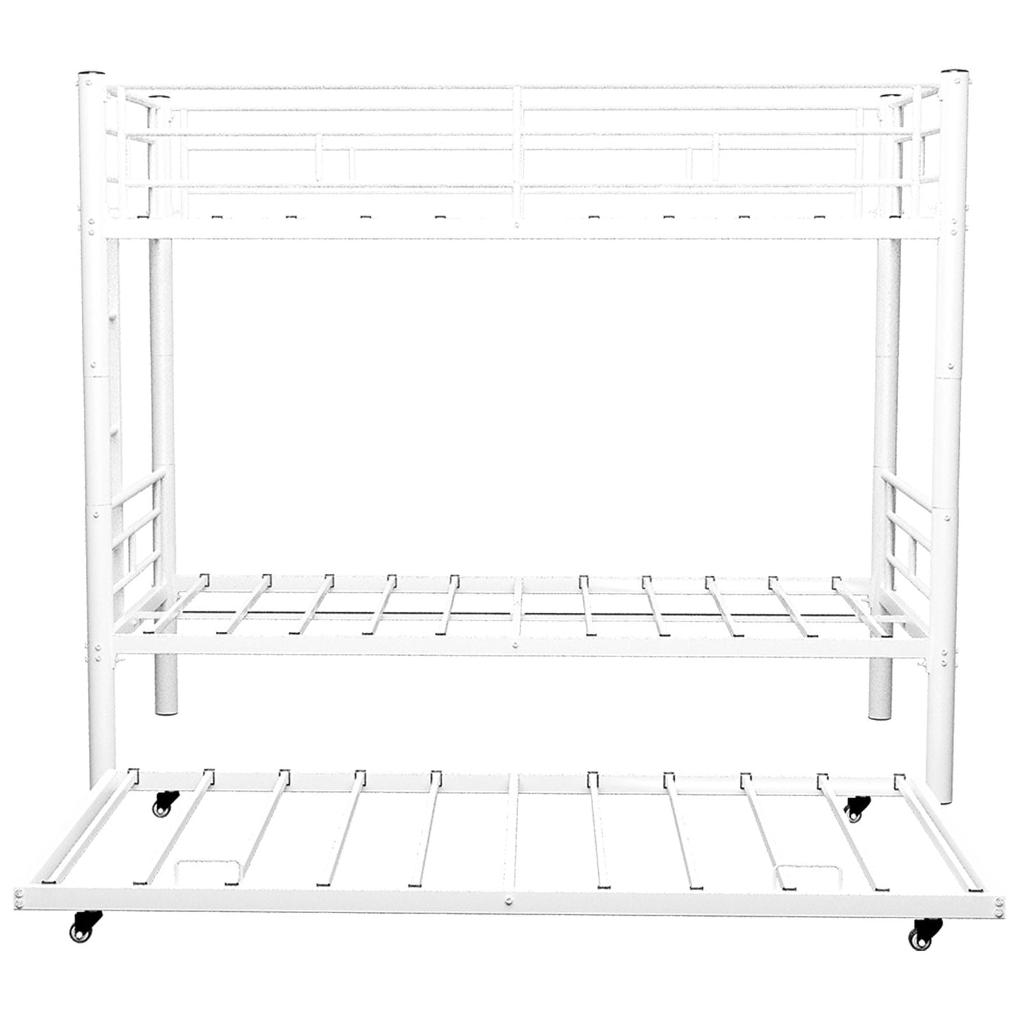 Bunk Bed For Kids, Convertible Frame With Ladders & Guardrail