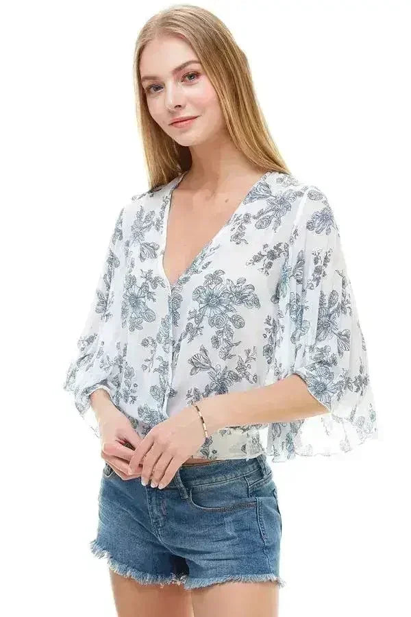 LONG SLEEVE SURPLICE FLORAL TOP | FEMSTYLO