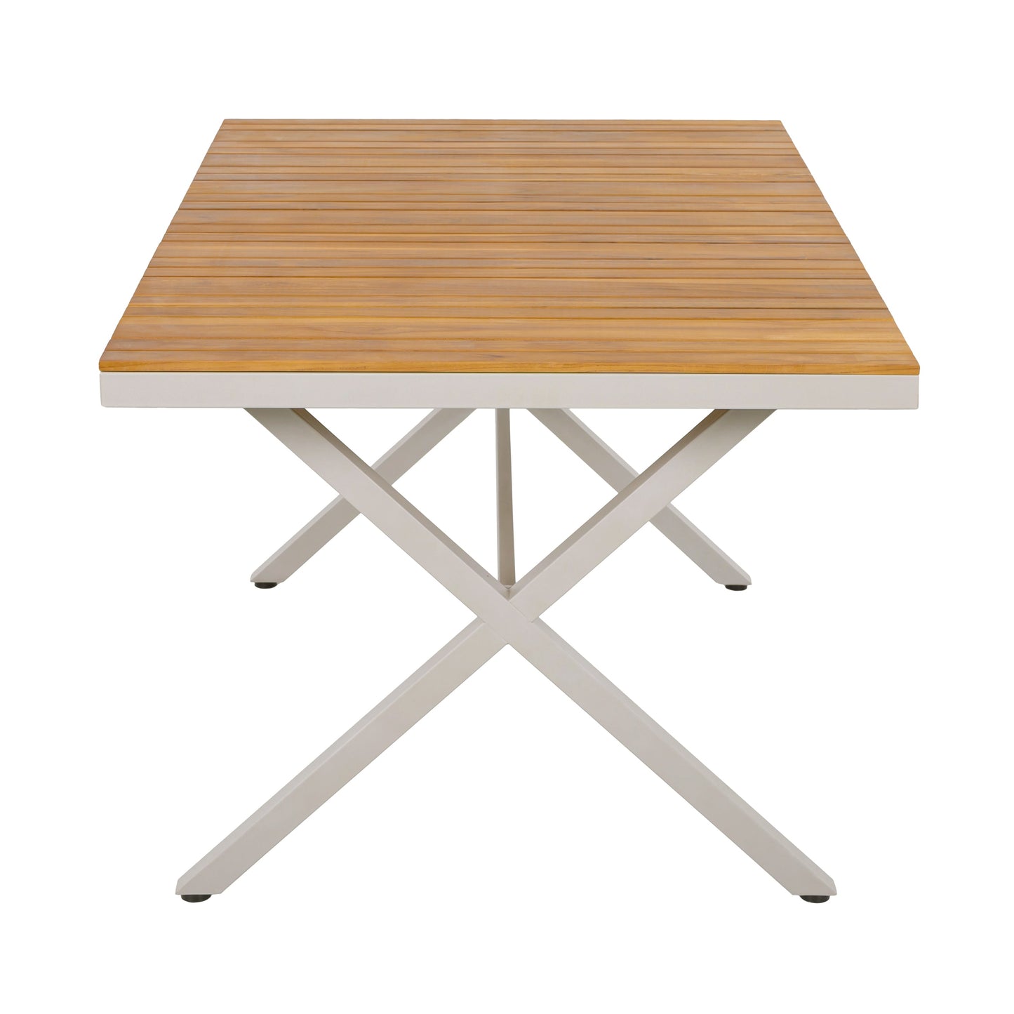Teak Wood Top Outdoor Table with Steel Frame