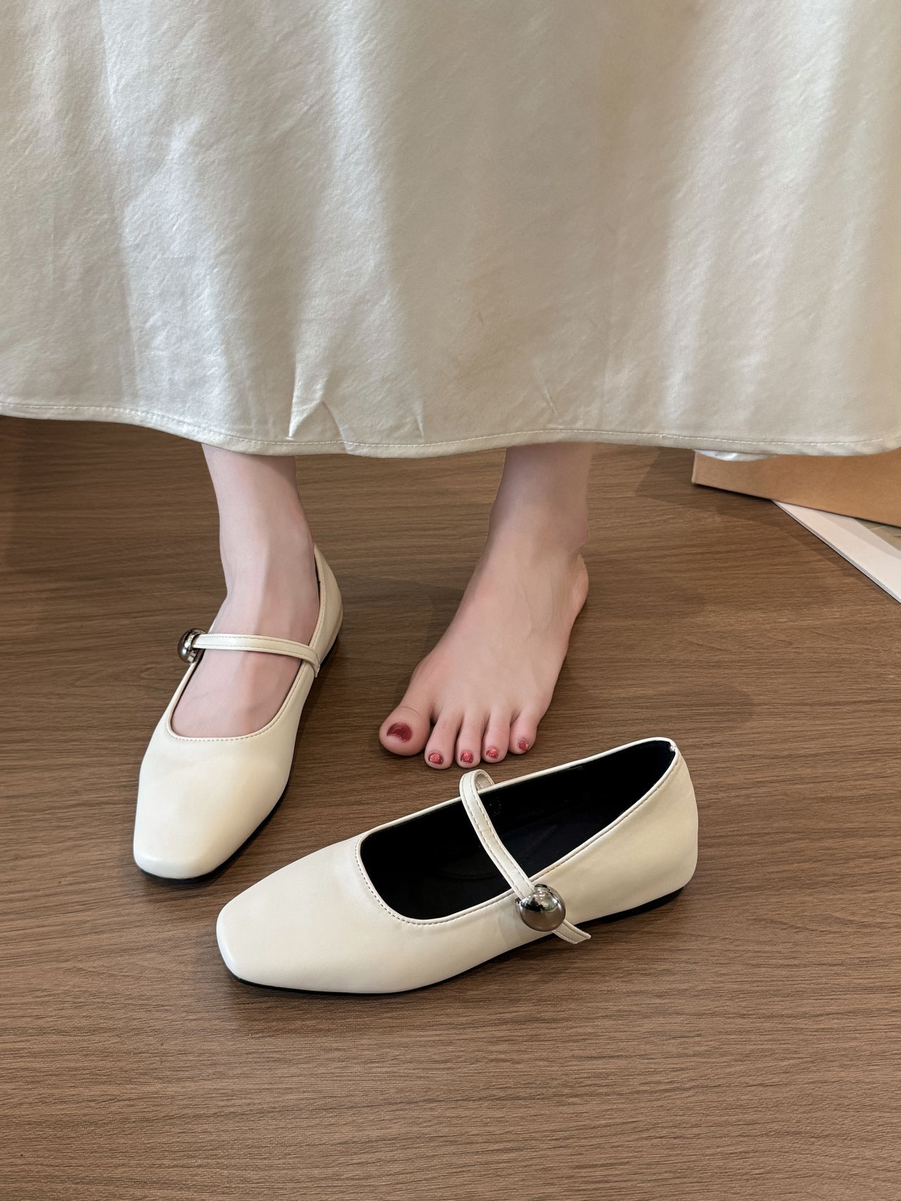 Women Black Flat Low Heel Leather Mary Janes, New Summer Versatile French Style Daily Shoes Matching Skirts