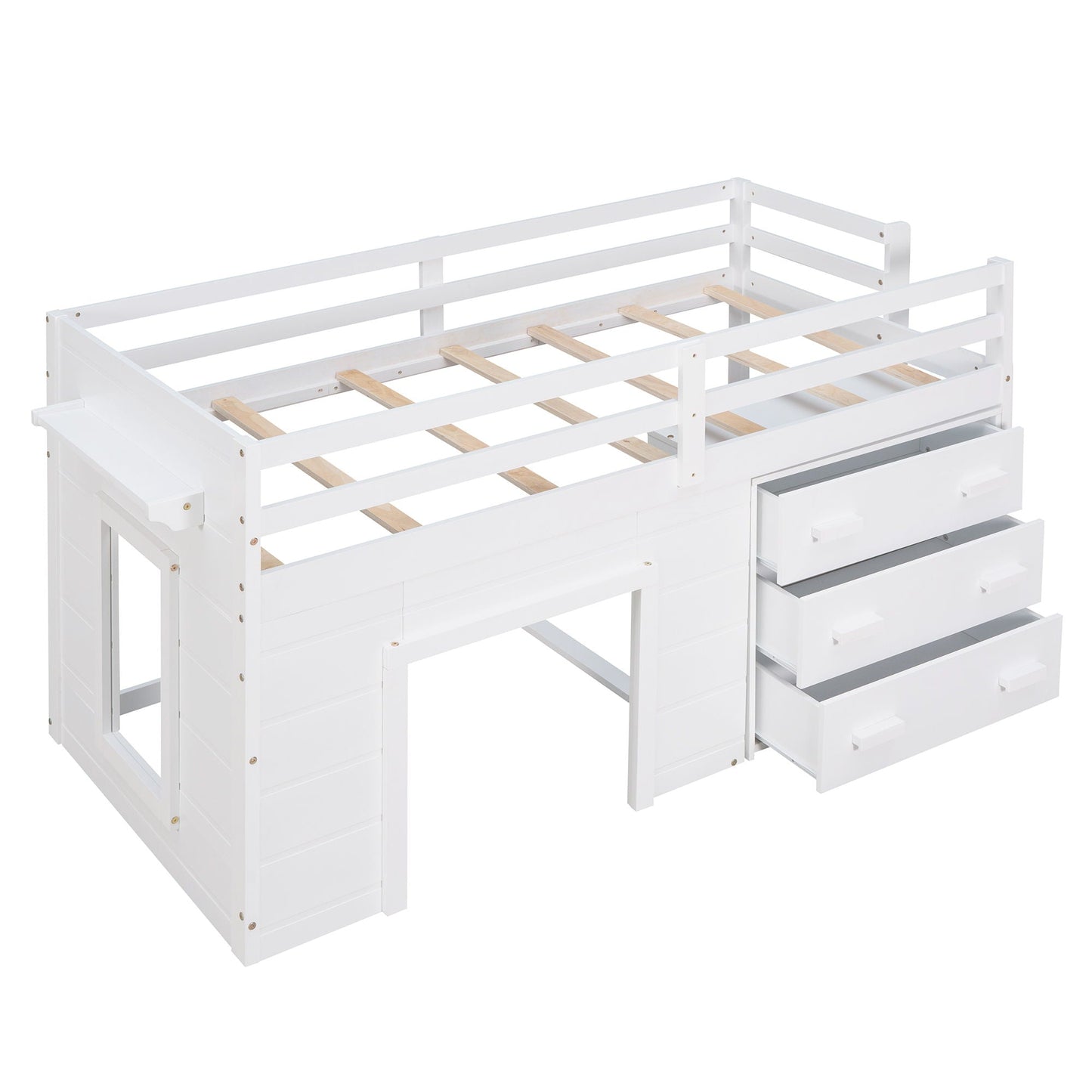 Loft Bed With Cabinet And Shelf