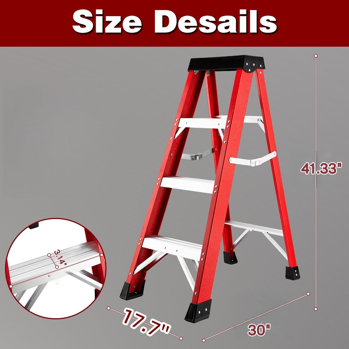 Fiberglass Single-Sided Stepladder for Electrical and Construction Use