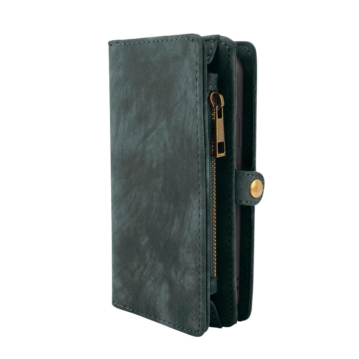 Phone Wallet Case For iPhone 8 Plus Portable Wallet Case 2 in 1 Leather Zipper Magnetic Detachable 15 Card Slots Money Pocket Clutch Cover W/ID Widows