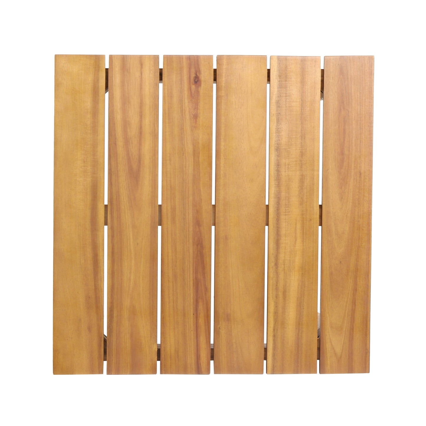 Acacia Wood Outdoor Set: 2 Club Chairs + Rustic Slat Side Table