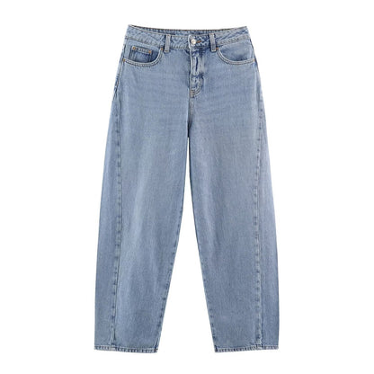 Washed Vintage Patchwork High-waisted Jeans