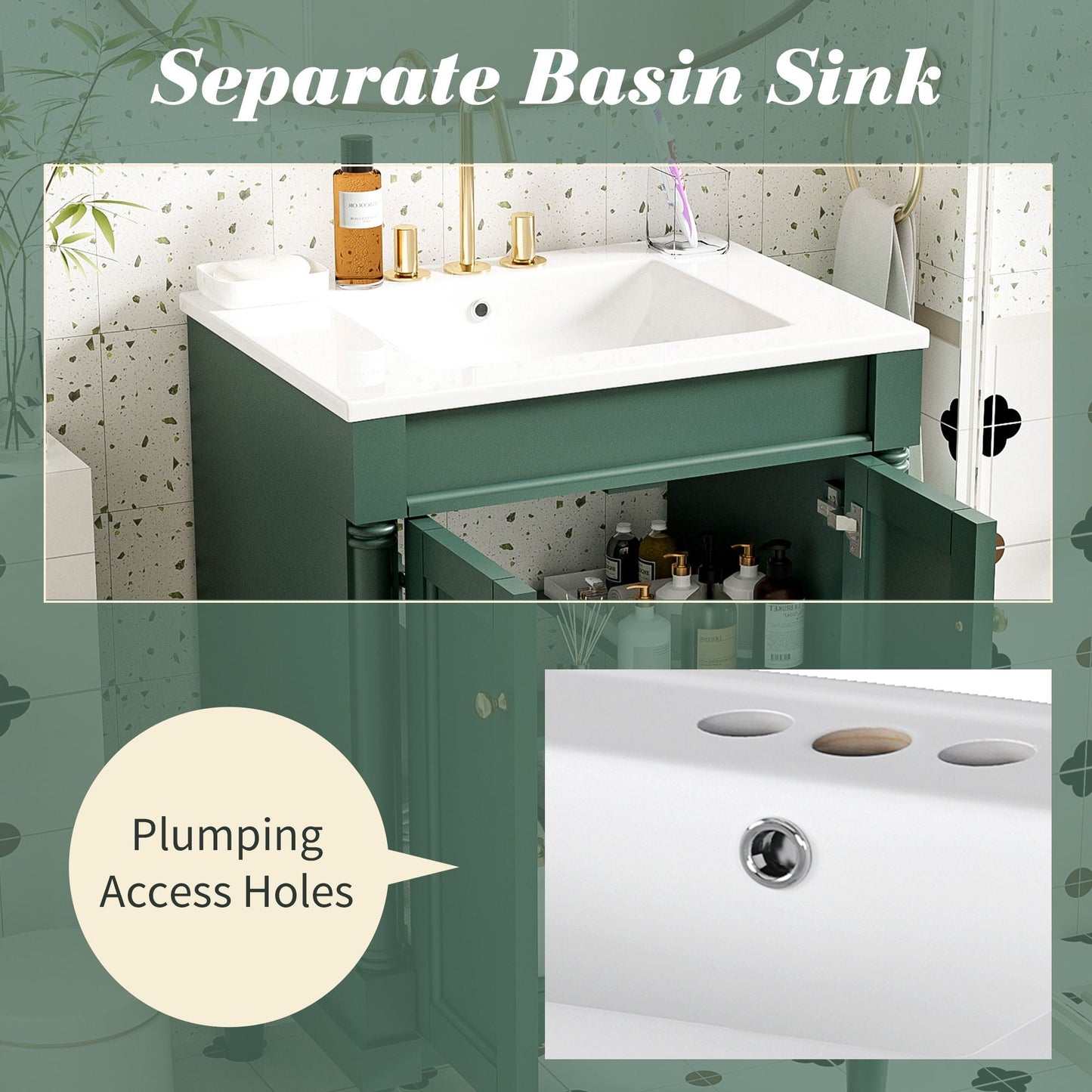 Bathroom Vanity With Top Sink, 2 Tier Storage Cabinet