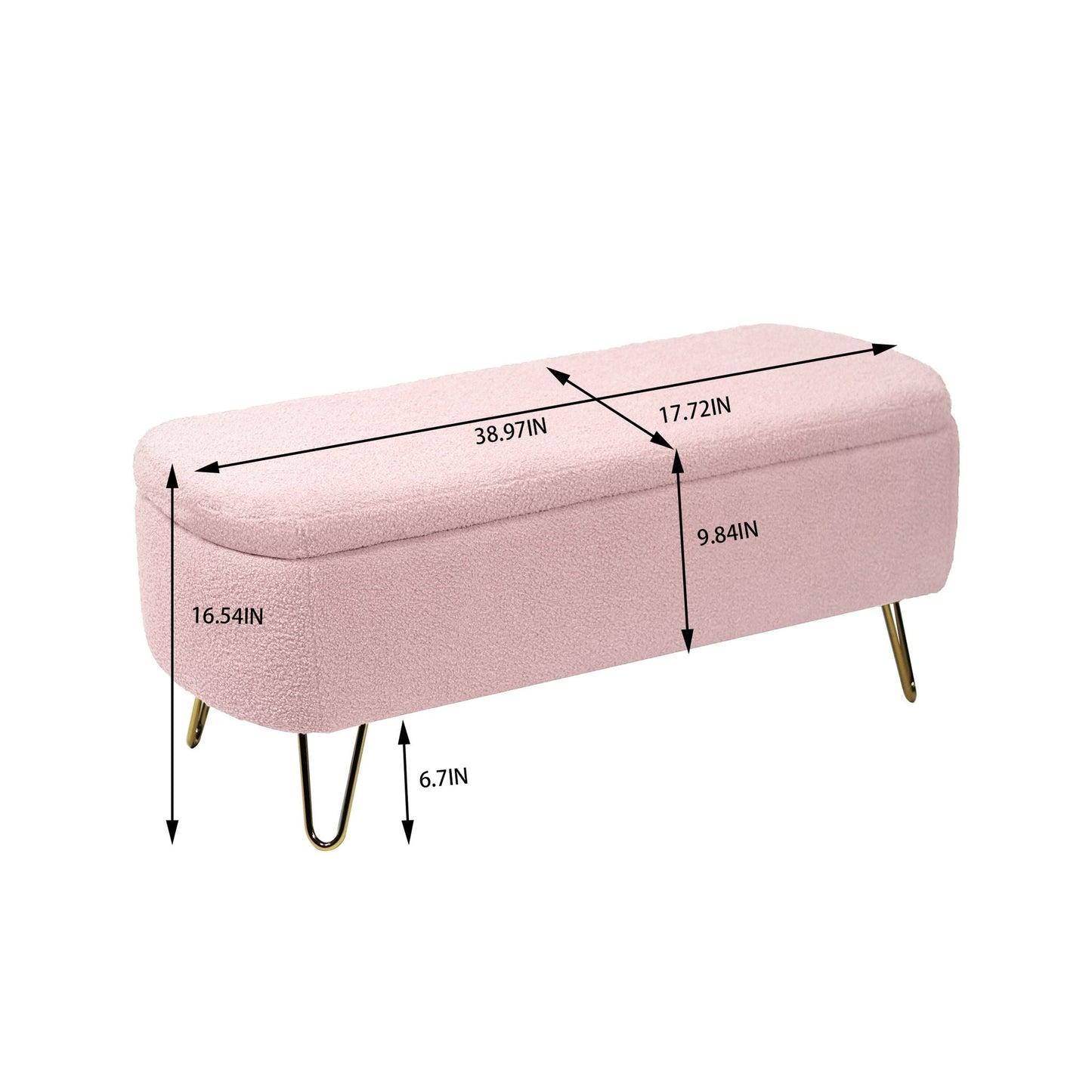 Storage Ottoman Bench For End Of Bed Legs, Modern Camel Faux Fur Entryway Bench Upholstered Padded With Storage For Living Room Bedroom