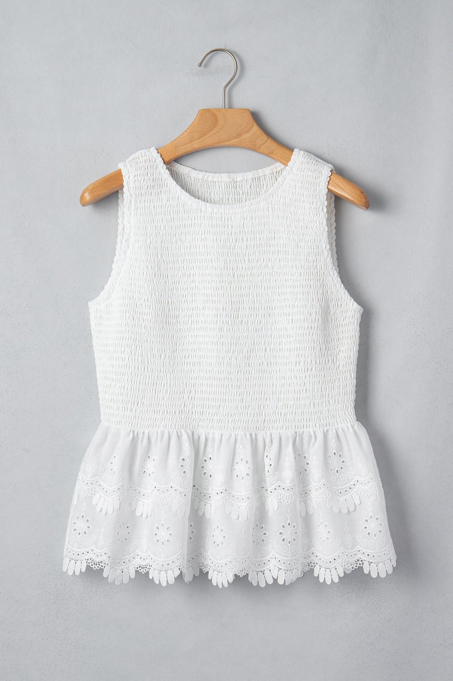 Danielle Smocked Lace Peplum Top