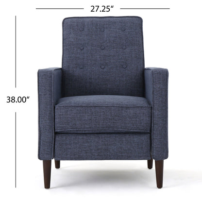 Mid-Century Modern Recliner With Button Tufted Waffle Stitch
