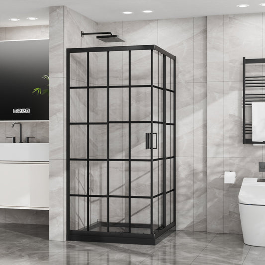 Goodyo Corner Shower Enclosure with Double Sliding Doors