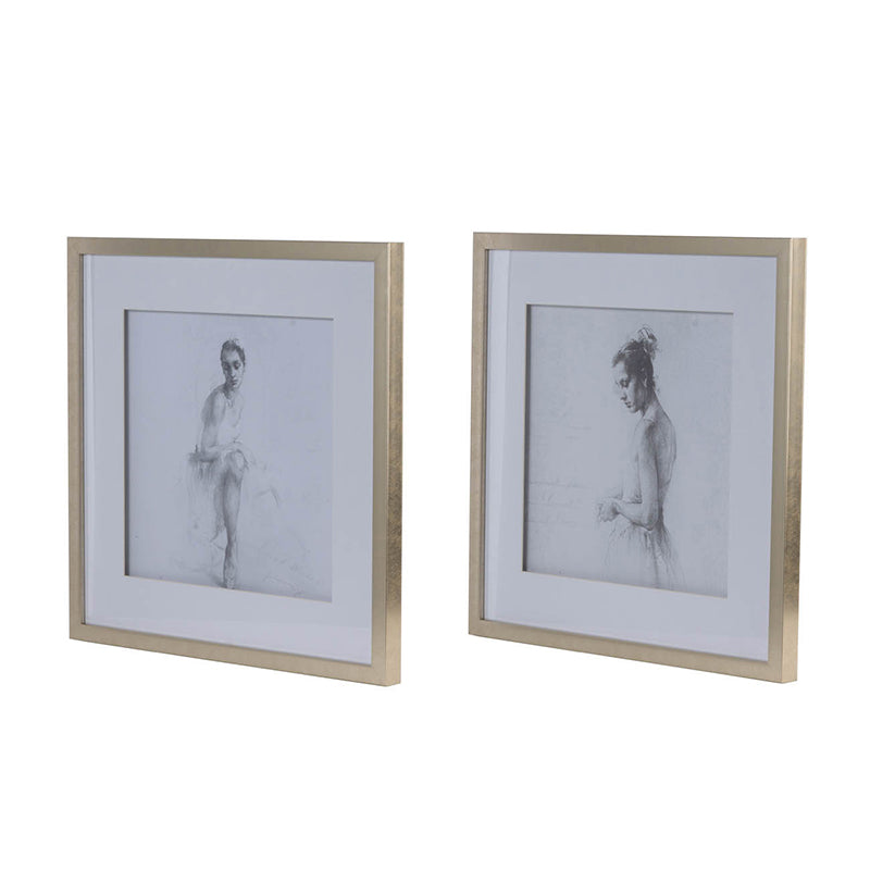 19.7x19.7" Ballet Dancer Art, Set of 2