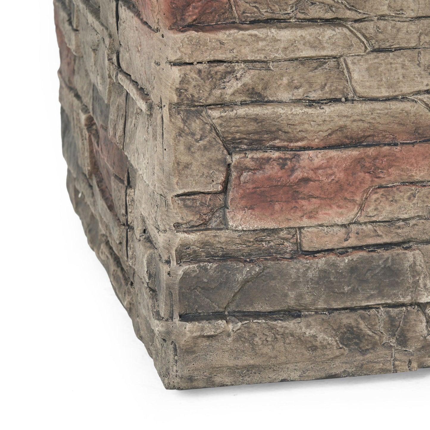Classic Design Square Fire Pit With Top And 40,000 Btu Heat Output - Stone Gray