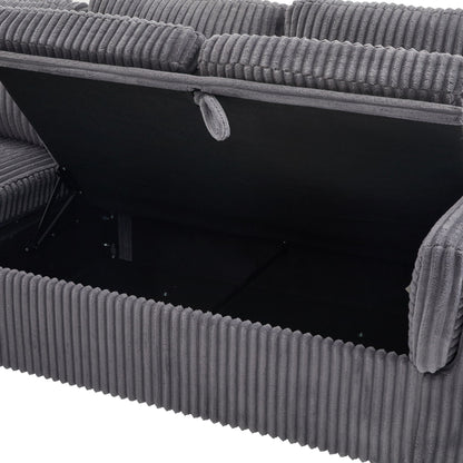 Convertible U-Shaped Sectional Sofa Bed With USB Ports And Storage