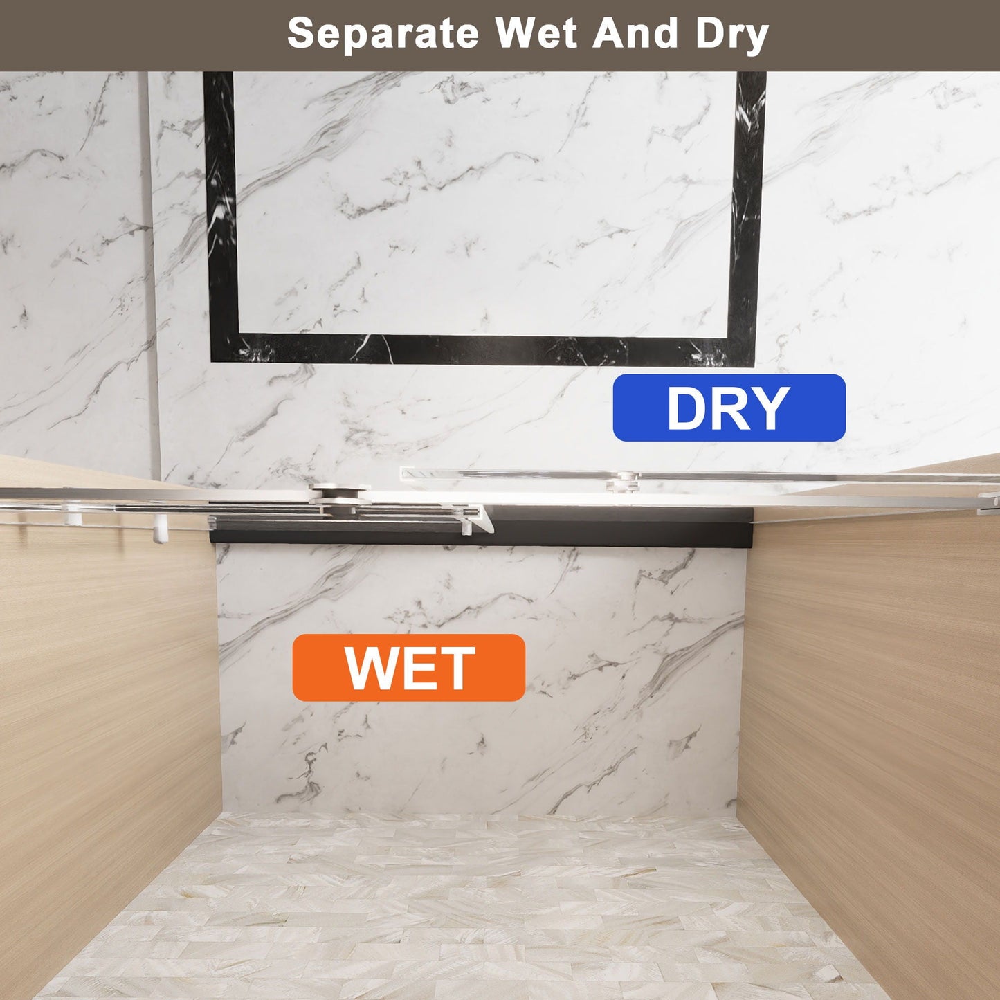 Frameless Single Sliding Shower Door & Handle And Square Tube Track