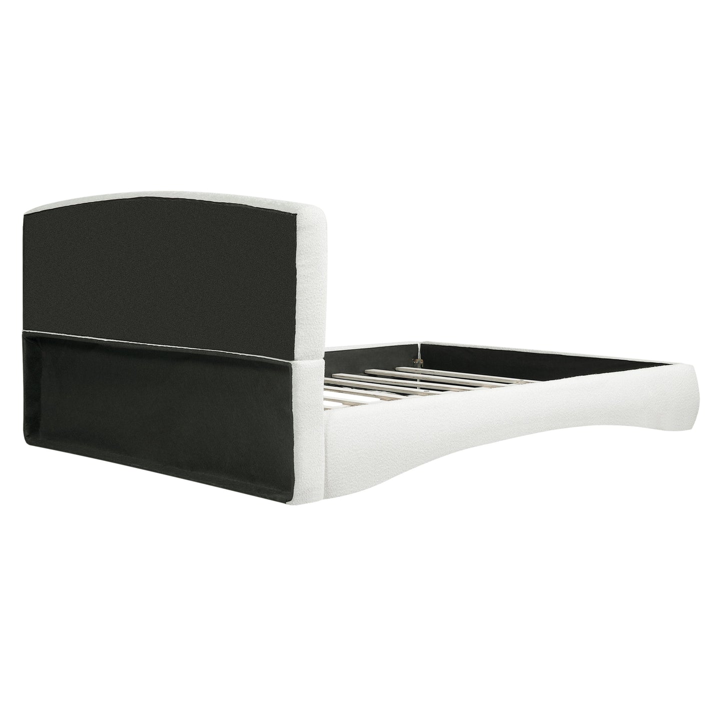 Curved Upholstered Bed with Smart Ambient Lighting