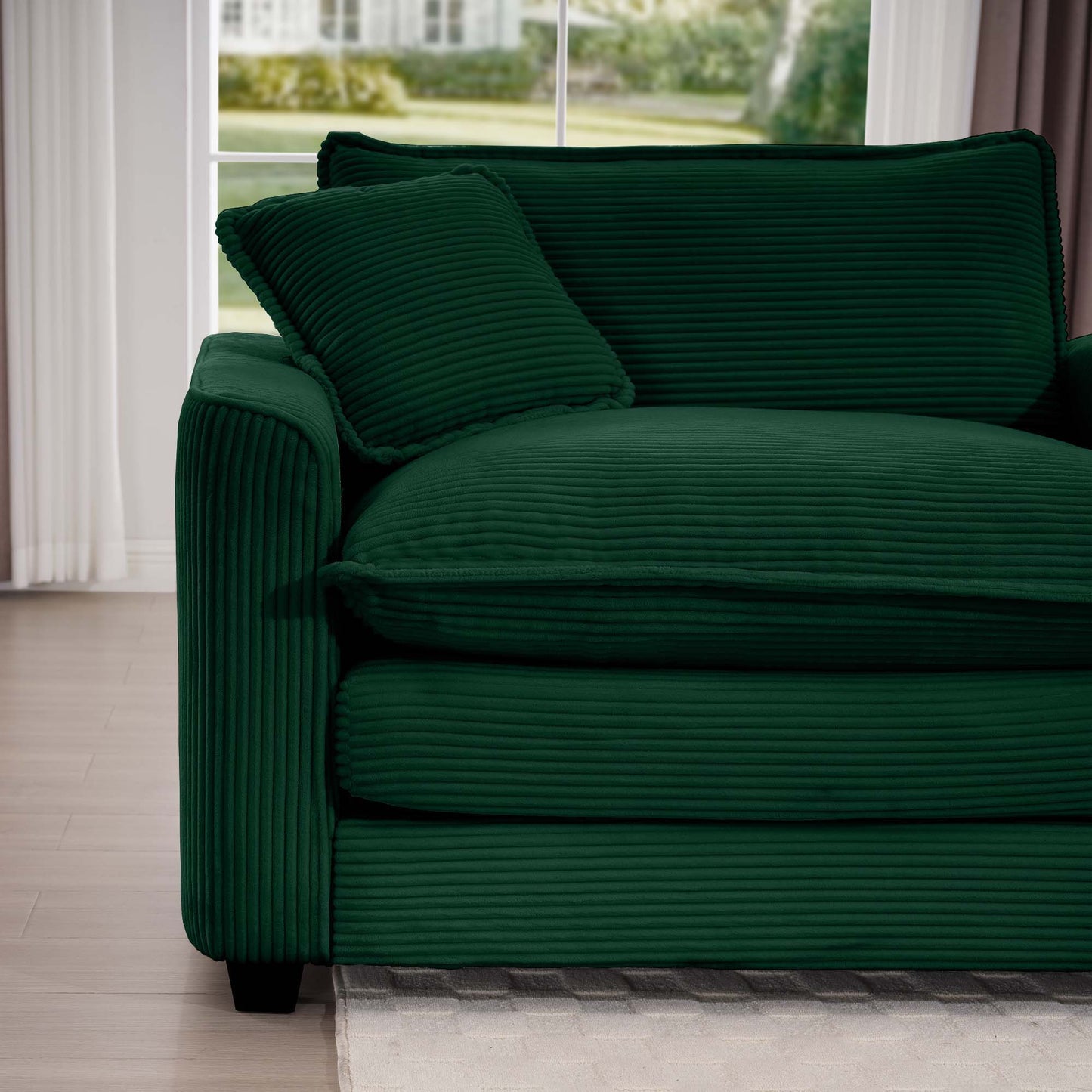 Classic Modern Comfortable Single Chair Deep Seat Sofa With Footstool